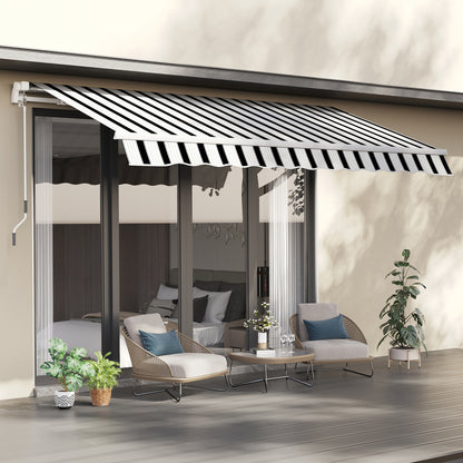Outsunny Markise، Sonnenschutz، einfahrbar، mit Handkurbel، Metallrahmen، بوليستر، أزرق + فايس، 3,95 × 2,45 × 3,50 م