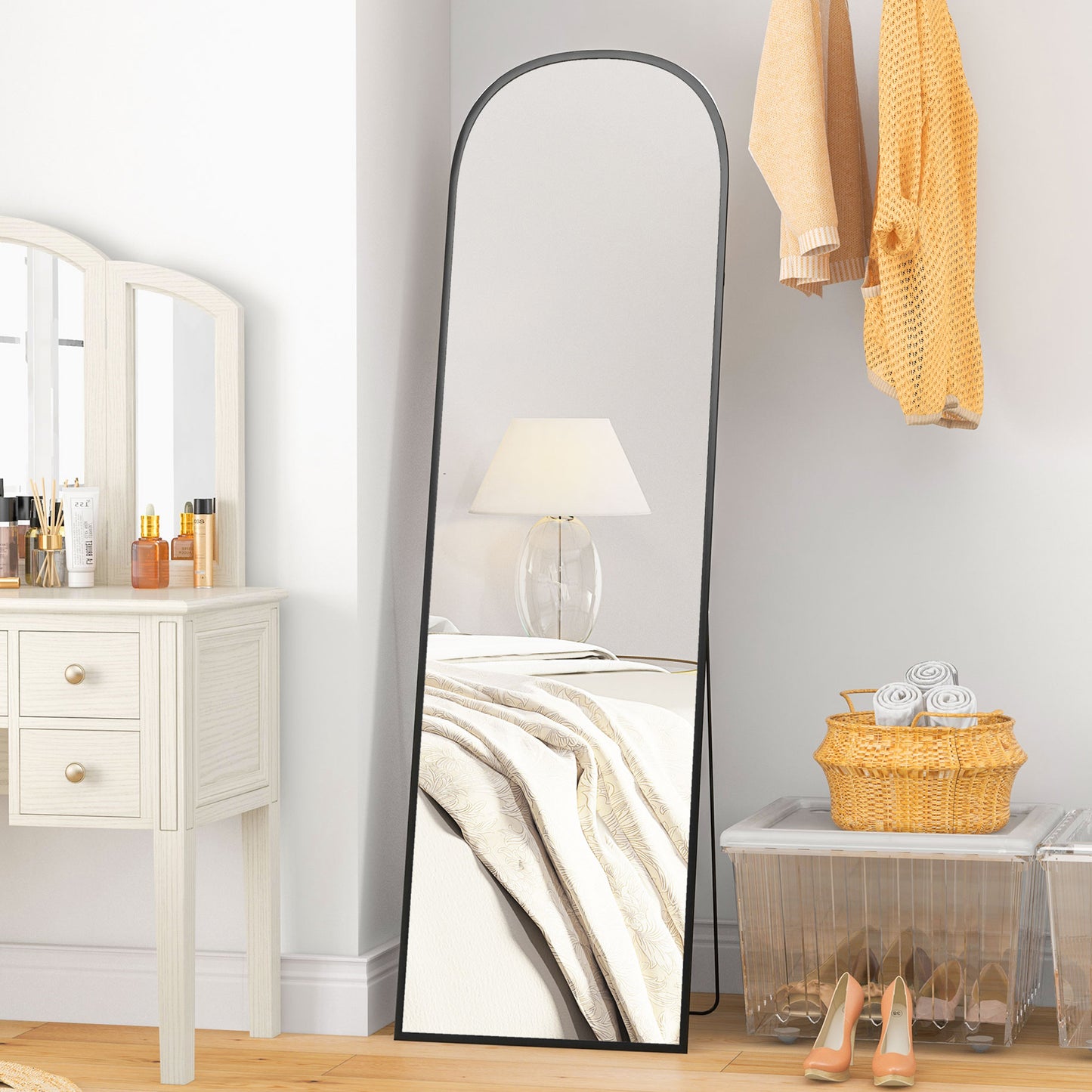 HOMCOM Standspiegel, Ganzkörperspiegel, modernes Design, 50 cm x 1,5 cm x 161,5 cm, Schwarz