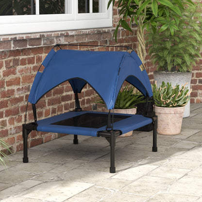 PawHut Hundebett mit Dach, atmungsaktiv, wasserabweisend, bis 20 kg, 76 x 61 x 69,5 cm, Dunkelblau