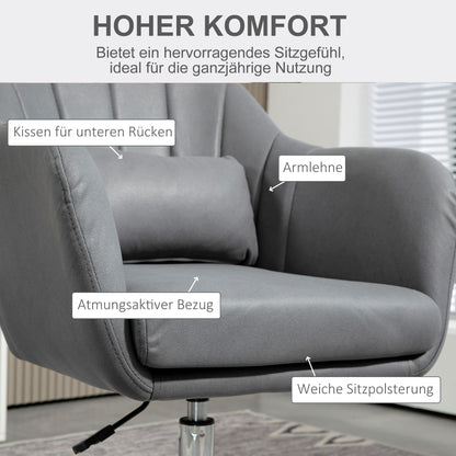 HOMCOM Drehstuhl, höhenverstellbarer Bürostuhl، بوليستر، معدني، 60 × 60 × 79-91 سم، Dunkelgrau