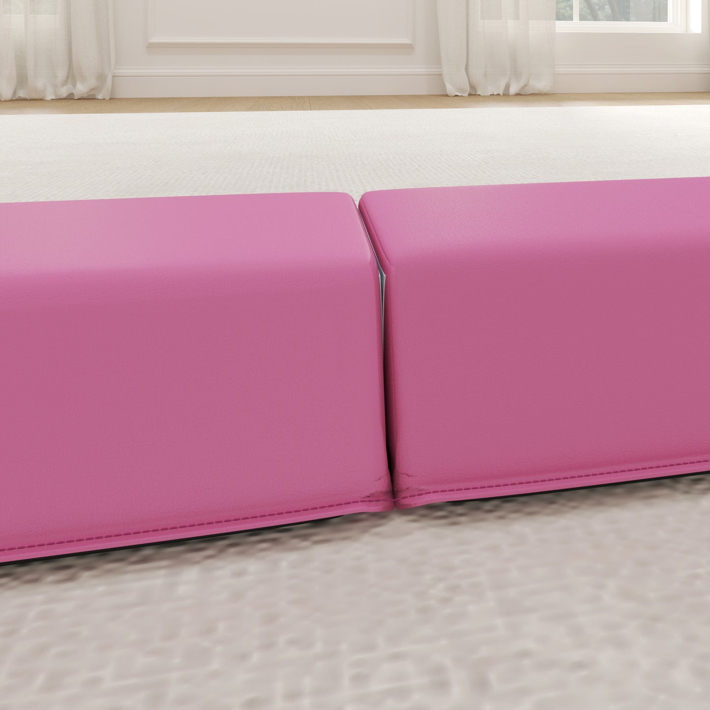 SPORTNOW Schwebebalken 2,4 m, faltbar, rutschfester Boden, für 3+ Jahre, bis 80 kg, Hellrot