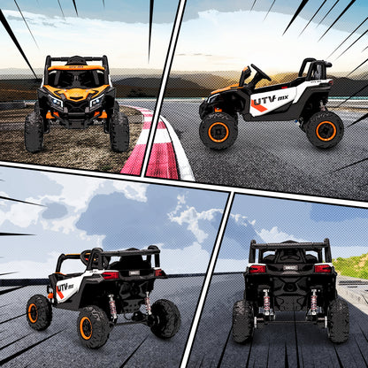 AIYAPLAY 12V Elektroauto für Kinder, Fernbedienungsfunktion, Gurt, Hupe, LED-Lichter, USB-Port, för 3-5 Jahre, Orange