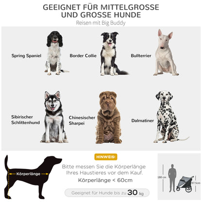 PawHut Hundebuggy, faltbar, aufklappbar, Liegekissen, Stahlrahmen, Grau/Schwarz
