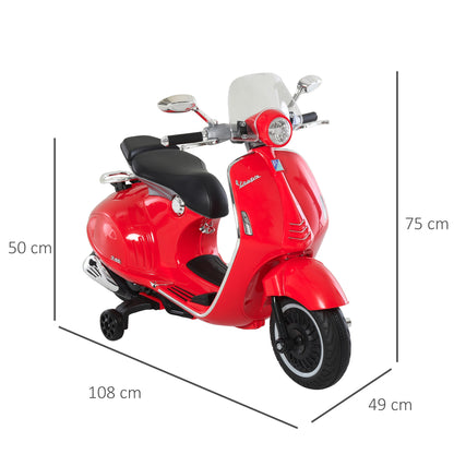 HOMCOM Elektro Kindermotorrad Elektromotorrad mit MP3, Musik, Scheinwerfer, Vor- und Rückwärtsgang, Kinder Elektro Motorrad für 3-6 Jahre Kinder, Rot