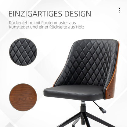 Vinsetto Bürostuhl Schreibtischstuhl Drehstuhl Home-Office-Stuhl höhenverstellbarer ergonomisch 360°-Drehräder Schaumstoff PU Schwarz 48,5 x 54,5 x 81-87 cm