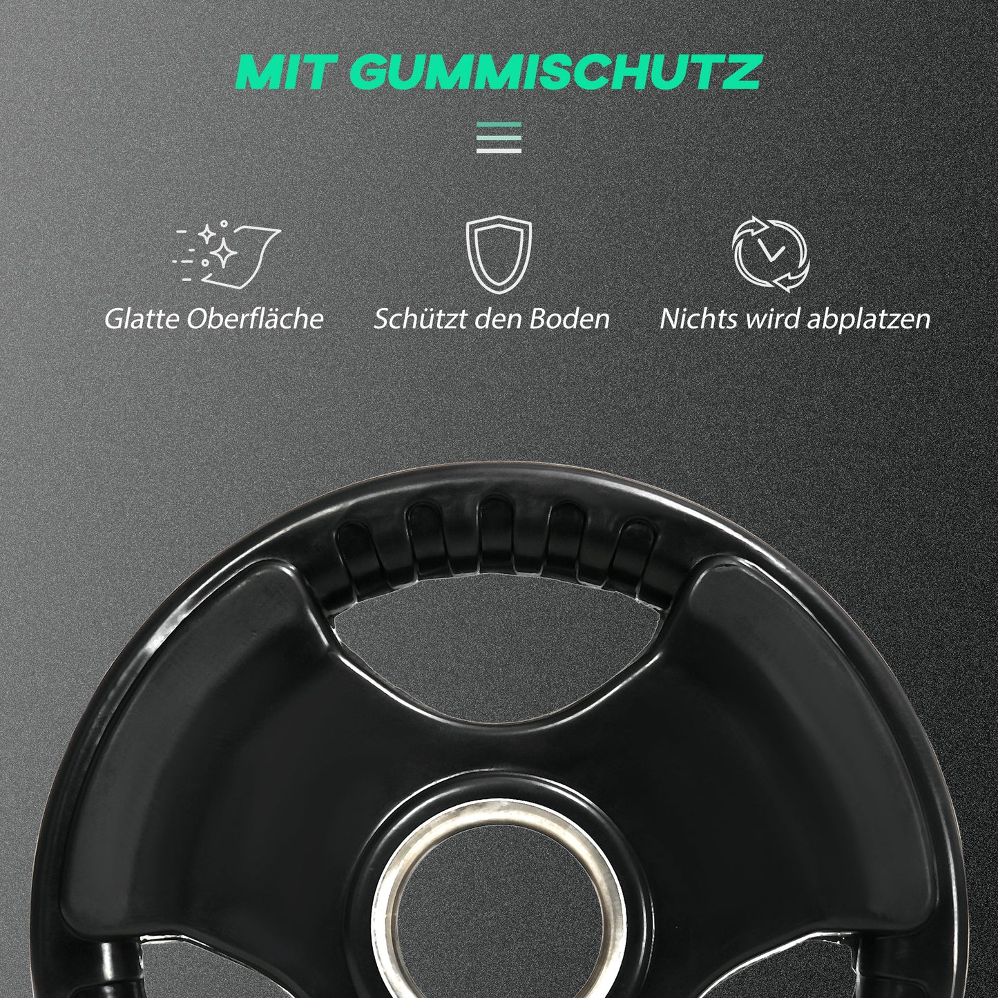 SPORTNOW Hantelscheibe, 2er-Set, 10 kg pro Scheibe, drei Griffe, bodenschonender Gummimantel, Metall