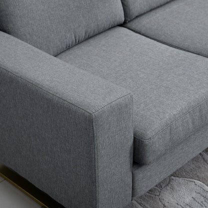 HOMCOM 3 Sitzer Sofa Dreisitzer Stoffsofa mit Kissen Armlehne Leinenoptik für Schlafzimmer 200 x 82 x 78 cm Dunkelgrau