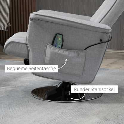 HOMCOM Massagesessel mit Hocker، neigbare Lehne، 78 × 95 × 88 سم، Hellgrau
