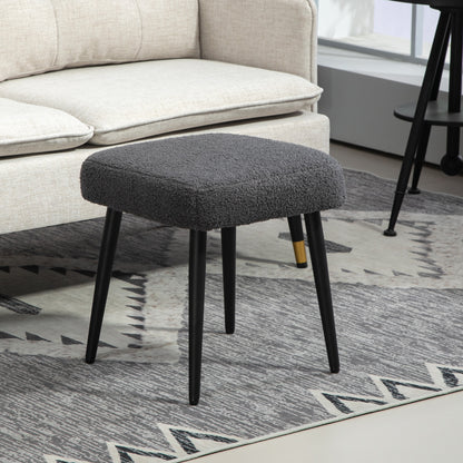 HOMCOM Hocker، Fußstütze، gepolsterter Sitz، Kaschmir-Optik، Stahlbeine، 42 × 42 × 44 سم، Dunkelgrau