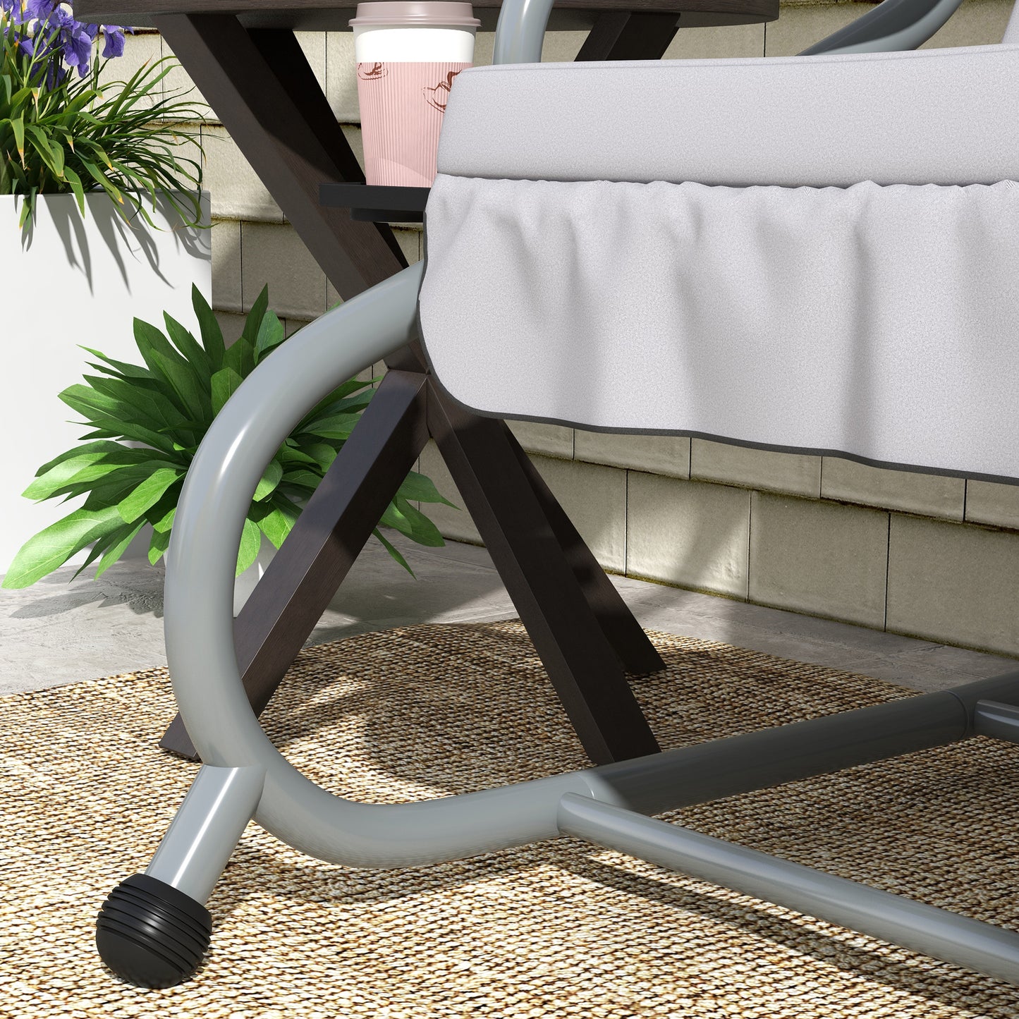 Outsunny 2-in-1 Hollywoodschaukel mit Liegefunktion, verstellbares Dach, bis 340 kg, Stahl, 200x120x164 cm, Grau