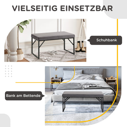 HOMCOM Sitzbank mit Polsterauflage, Schuhbank, Flurbank, inkl. Polster, Dunkelgrau + Schwarz
