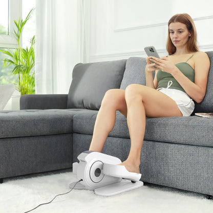 SPORTNOW Sitzpedaltrainer, Mini-Ellipsen-Trainer mit LCD-Monitor, Fernbedienung, 10 einstellbare Geschwindigkeitsstufen, Weiß