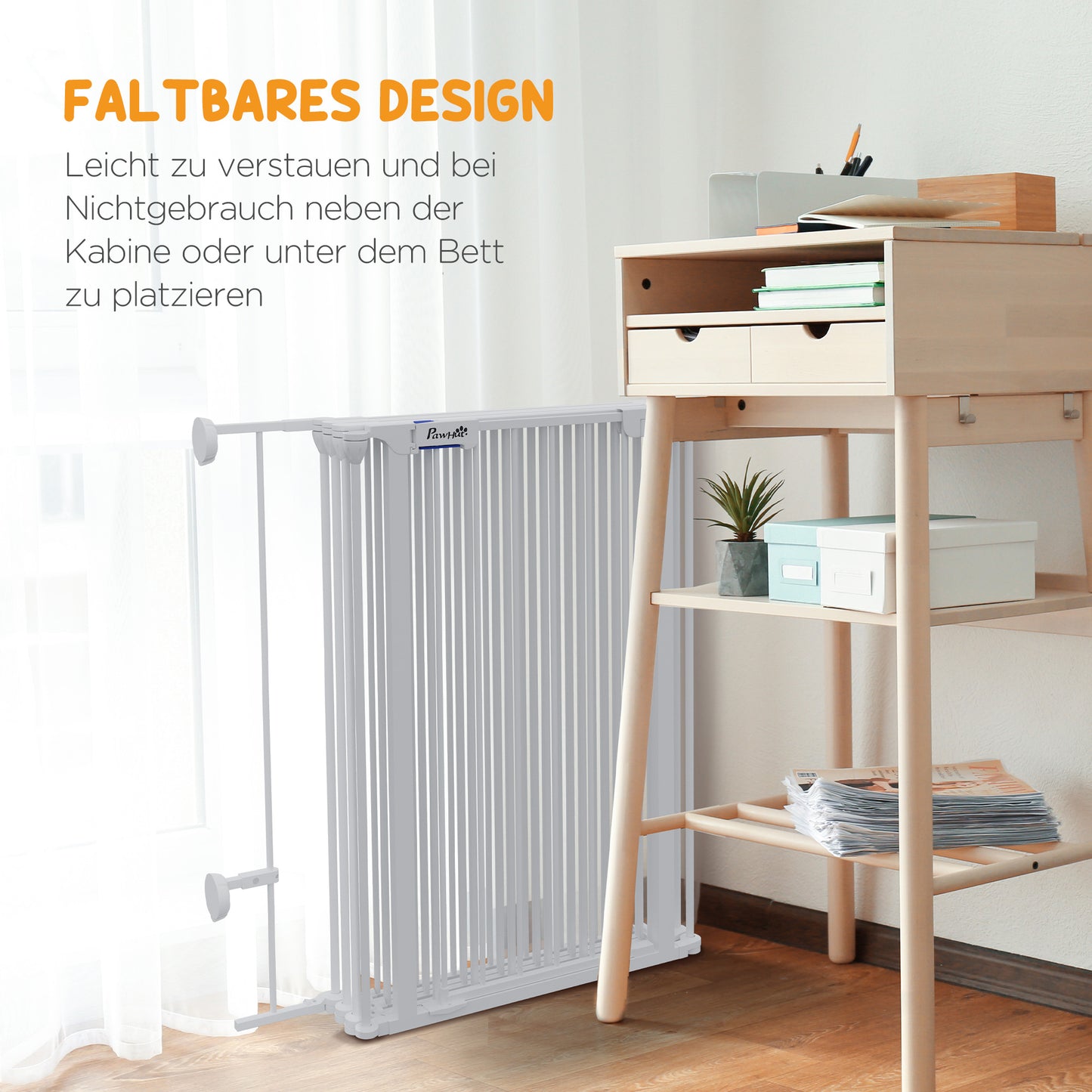 PawHut Welpenauslauf, modulares Design, klappbar, Stahlrahmen, für Innen, weiß, 90 x 123 x 102cm