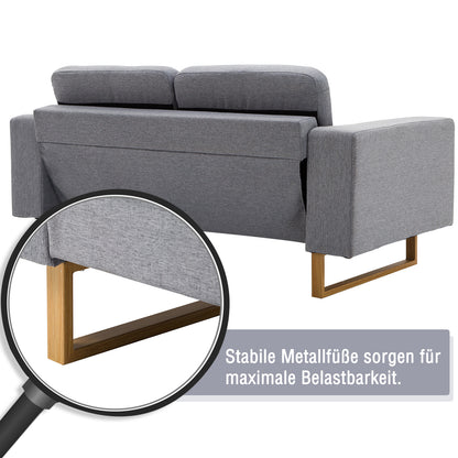 HOMCOM® 2-Sitzer Sofa Stoffsofa Ecksofa Polstersofa Sitzmöbel Armlehne Holz hellgrau 145 x 82 x 78 cm