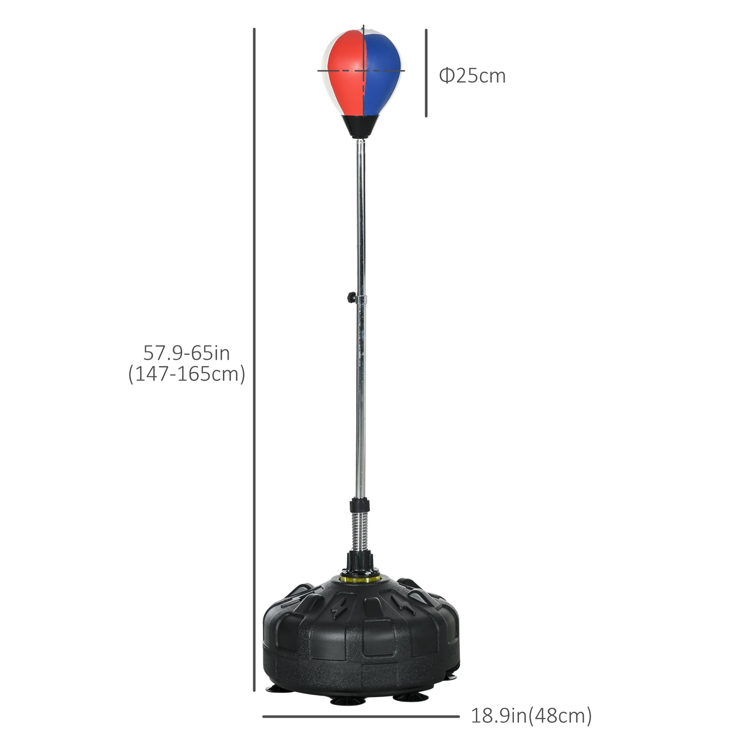 SPORTNOW Punchingball, höhenverstellbar 147-165cm, befüllbarer Standfuß, Stahl, Schwarz+Rot+Weiß