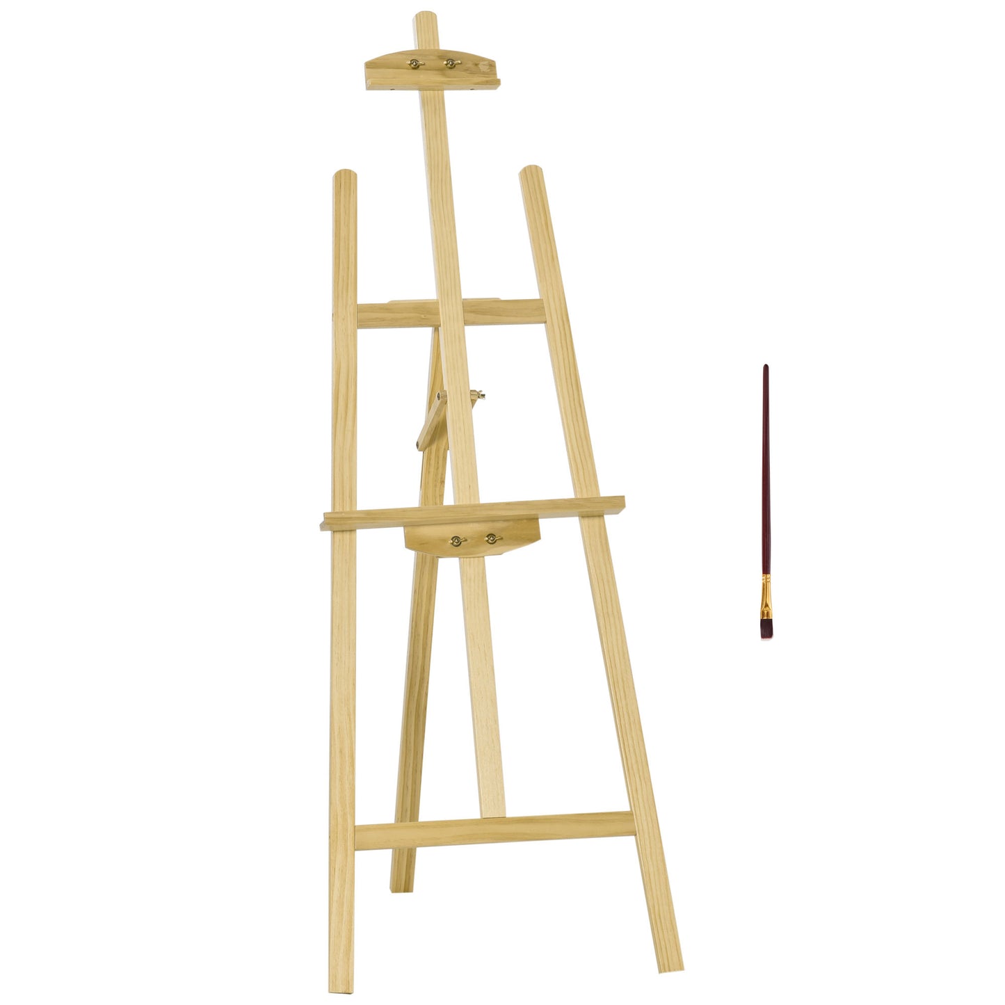 HOMCOM Staffelei Holz 134,5 cm hoch Holzstaffelei für Leinwände bis 108 cm Feldstaffelei Atelierstaffelei für Malerei, Skizze, Hochzeit, Ausstellung Natur