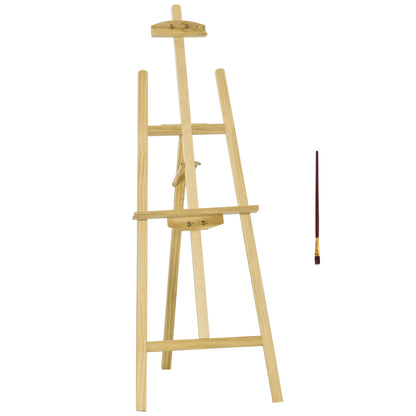HOMCOM Staffelei Holz 134,5 cm hoch Holzstaffelei für Leinwände bis 108 cm Feldstaffelei Atelierstaffelei für Malerei, Skizze, Hochzeit, Ausstellung Natur