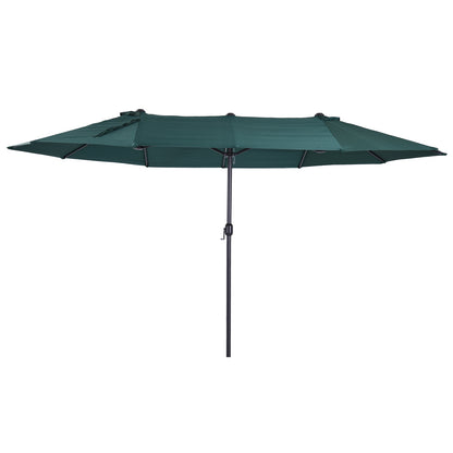 Outsunny Sonnenschirm Gartenschirm Marktschirm Doppelsonnenschirm Terrassenschirm mit Handkurbel Dunkelgrün Oval 460 x 270 x 240 cm