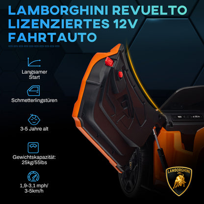 AIYAPLAY Elektroauto für Kinder von 3-5 Jahren, sanfter Antrieb, fernsteuerbar, mit Hupe, Kunststoff und Metall, Orange