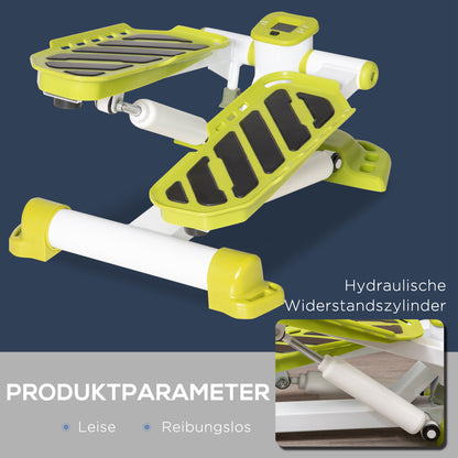 HOMCOM Mini-Stepper, tragbar, rutschfest, Hydraulikzylinder, LCD-Display, Metall/ABS, 48x34x21 cm, Weiß/Gelb