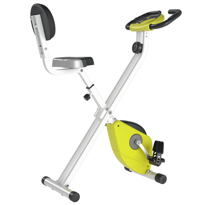HOMCOM Heimtrainer Fahrradtrainer klappbar Magnetisch Hometrainer Fahrrad mit LCD Monitor, 8 stufig einstellbarem Magnetwiderstand, Platzsparend Fitnessbikes für Zuhause Gelb+Weiß
