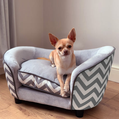 PawHut Haustiersofa Hundecouch Hundesofa Hundebett Hundematte Katze Kissen gepolstert Holz Schaumstoff Grau 68,5 x 40,5 x 40,5 cm