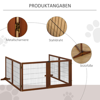PawHut Absperrgitter für Hunde، klappbar، Kiefernholz، 432 × 36 × 70 سم، كافيه