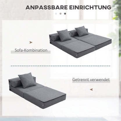 HOMCOM Schlafsessel Relaxsessel Gästebett. abnehmbarer Bezug, 70 cm x 70 cm x 61 cm, Dunkelgrau