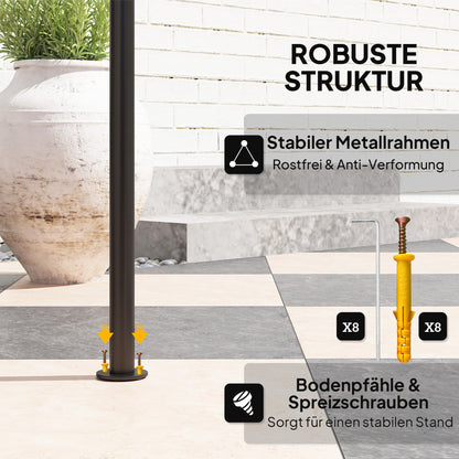 Outsunny Grillpavillon mit LED 240 x 150 x 258 cm wasserabweisend flammhemmend Gartenpavillon mit Doppelschichtdach