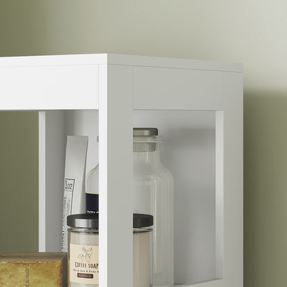 HOMCOM Badezimmerschrank, Kompaktes Badezimmerregal mit 2 Schubladen und 3 offenen Fächern, Freistehendes Badregal, MDF, Weiß