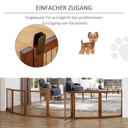 PawHut Absperrgitter für Hunde، klappbar، Kiefernholz، 432 × 36 × 70 سم، كافيه