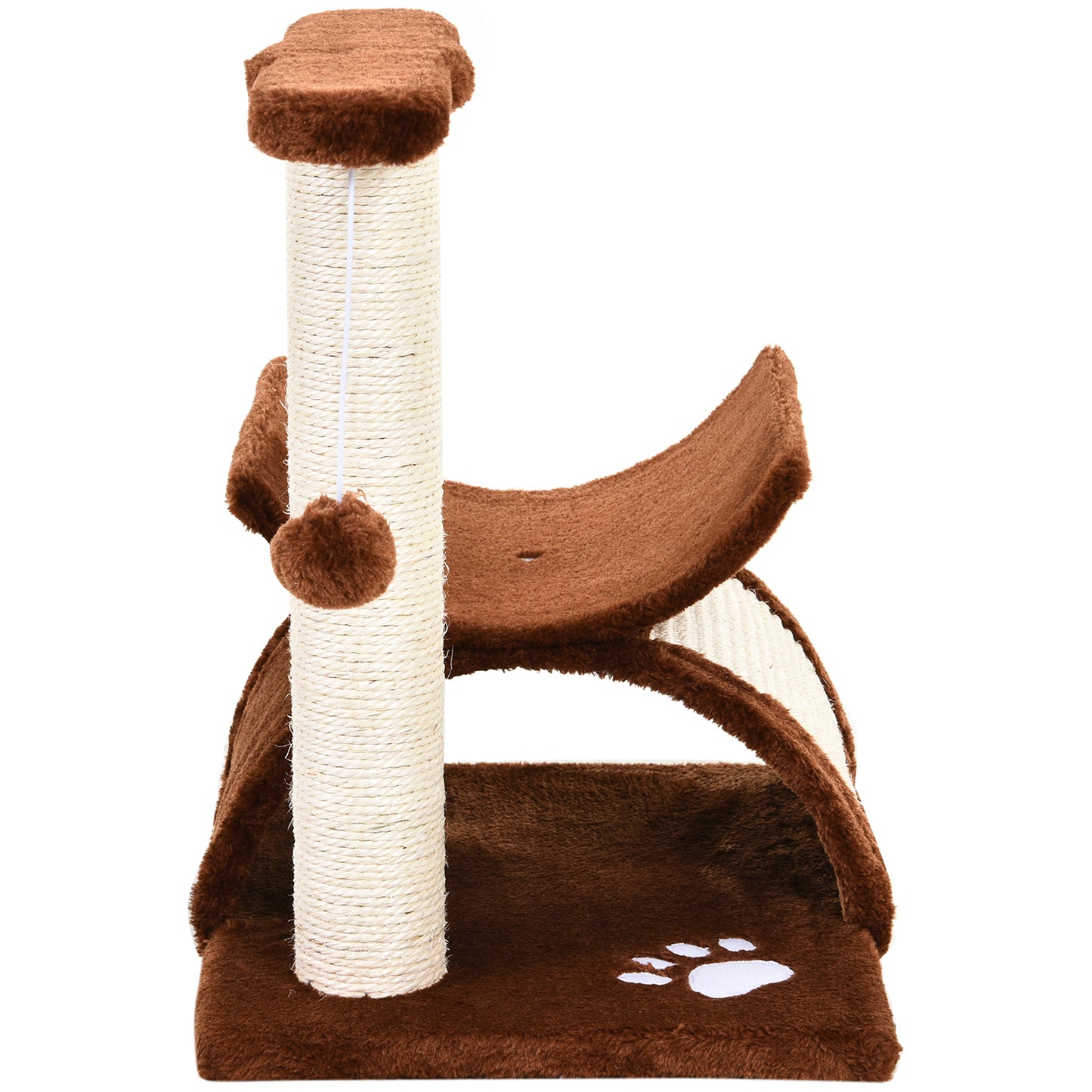 PawHut Kratzbaum klein Katzenkratzbaum Spielbaum Kratzstamm für Katzen mit Spielball Braun L40 x B30 x H43 cm