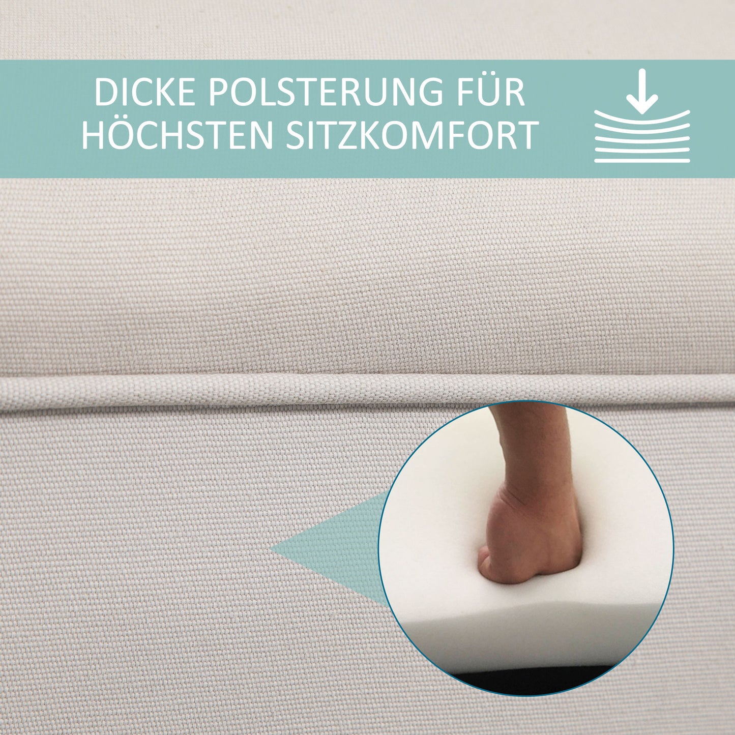 HOMCOM Bettbank, Polsterbank, Sitzbank, Flurbank für Schlafzimmer, bis 130 kg Belastbar, Segelstoff, Grau, 102 x 36 x 51 cm