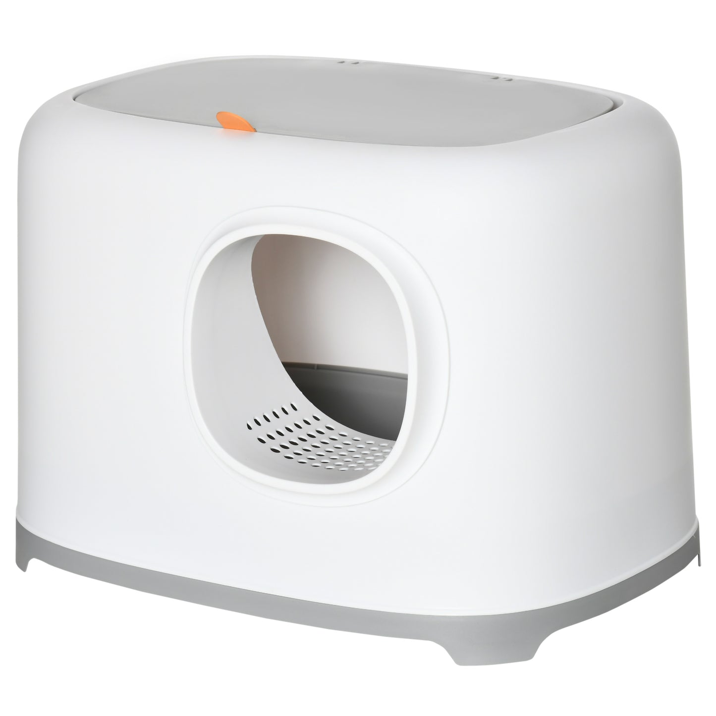 PawHut Katzenklo mit Deckel Katzentoilette mit Haube Schaufel Gitterboden XXL Katzentoilette für Katzen bis 5 كجم 55 × 40 × 39 سم أبيض