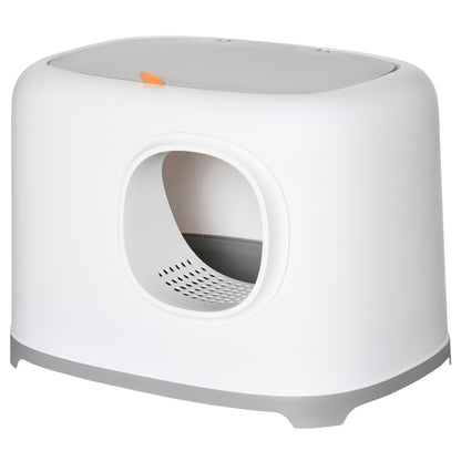 PawHut Katzenklo mit Deckel Katzentoilette mit Haube Schaufel Gitterboden XXL Katzentoilette für Katzen bis 5 كجم 55 × 40 × 39 سم أبيض