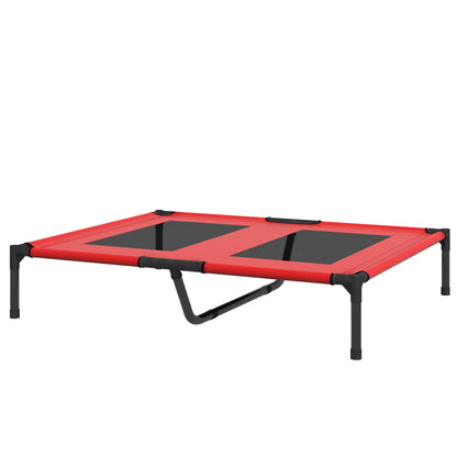 PawHut Hundebett, Hundeliege, robust, erhöht & wetterfest, bis 50 kg, 92x76x18cm, Rot