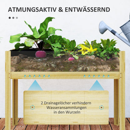 Outsunny Hochbeet, Holz-Pflanzbox mit Acrylplatten an zwei Seiten, für 118 L Erde, Wasserabflusslöcher, 110 x 50 x 80 cm