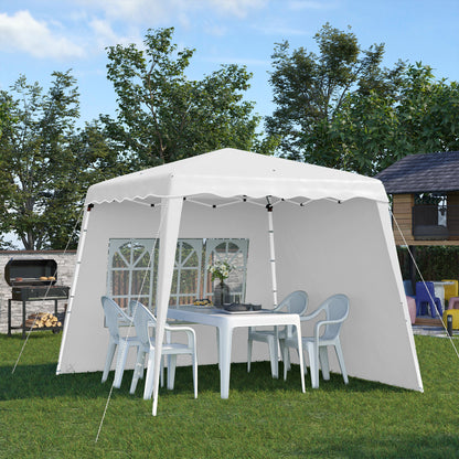 Outsunny Pop Up Pavillion Faltpavillion, inkl. Fernstern, wetterbeständig, 240 x 240 x 250 cm, Weiß