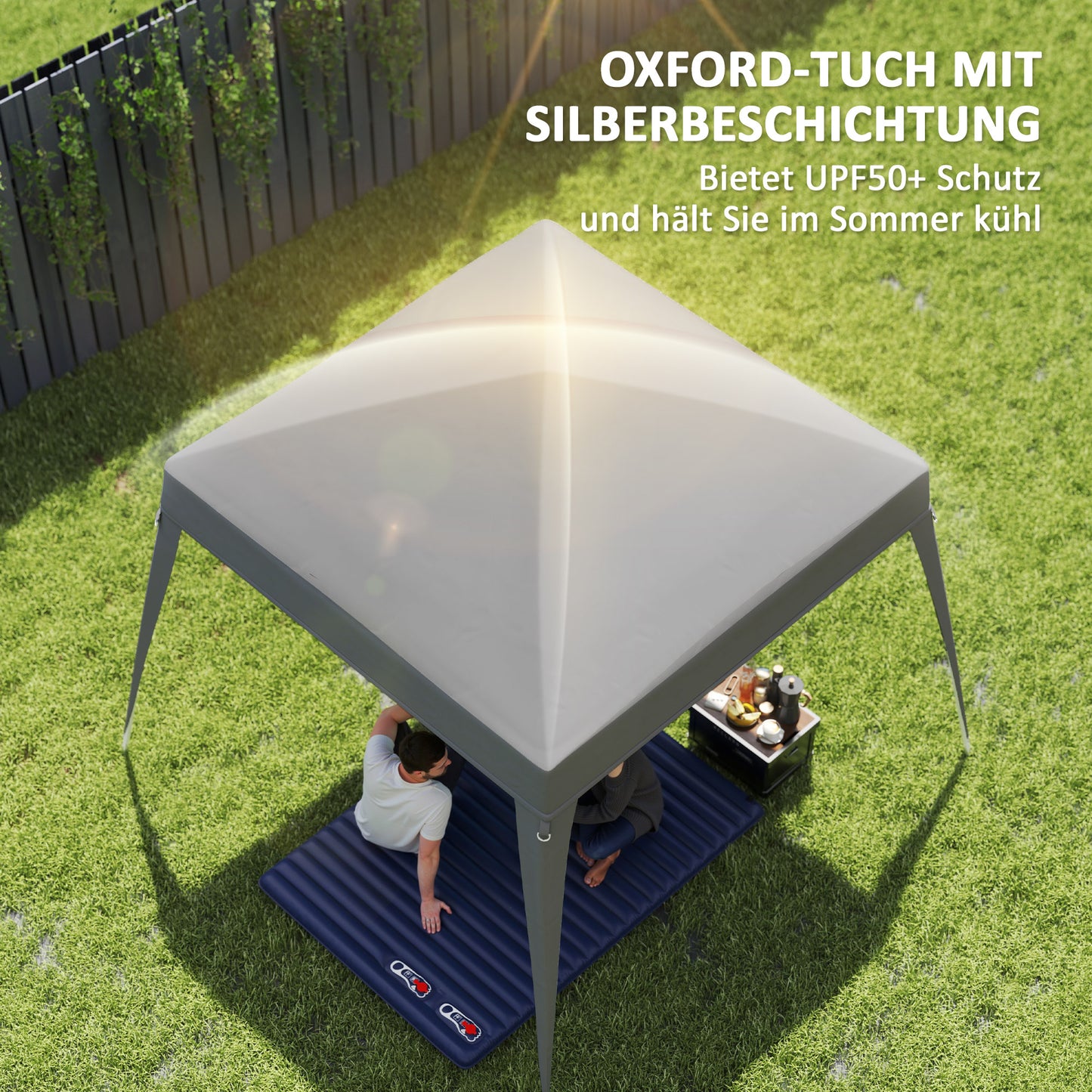 Outsunny Pavillon-Ersatzdach, Ersatzplane für 3 x 3 m Gartenpavillon, Gartenzeltdach-Ersatz, UPF50+, Oxford-Stoff, Hellgrau