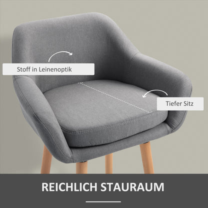 HOMCOM 2er-Set Barhocker, inkl. Fußstütze, Massivholz, 55 cm x 48c m x 100 cm, Grau