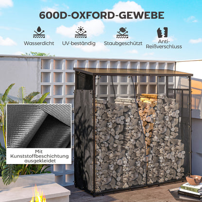 Outsunny Abdeckung für Brennholzregal, 2er-Set, wetterfest & staubdicht, 148 x 62 cm, Schwarz
