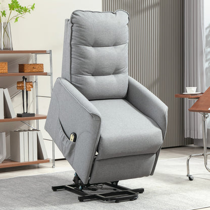 HOMCOM Aufstehsessel, Recliner-Sessel mit Aufstehhilfe, elektrischer Relaxsessel mit Fernbedienung, Seitentasche, Grau