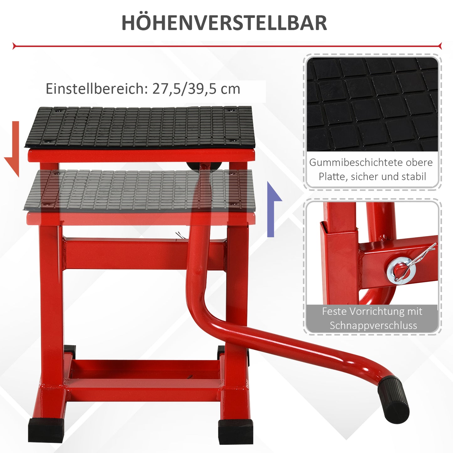 DURHAND Motorradheber 150 kg Belastbar Motorradhebebühne 275/395 mm Höhenverstellbar in Garage & Außenbereichen