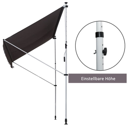 Outsunny Klemmmarkise mit Handkurbel höhenverstellbar Gelenkarmmarkise schmutzabweisend, witterungsbeständig Balkonmarkise 150cm breit Terrassenmarkise für Terrasse Balkon Veranda Grau
