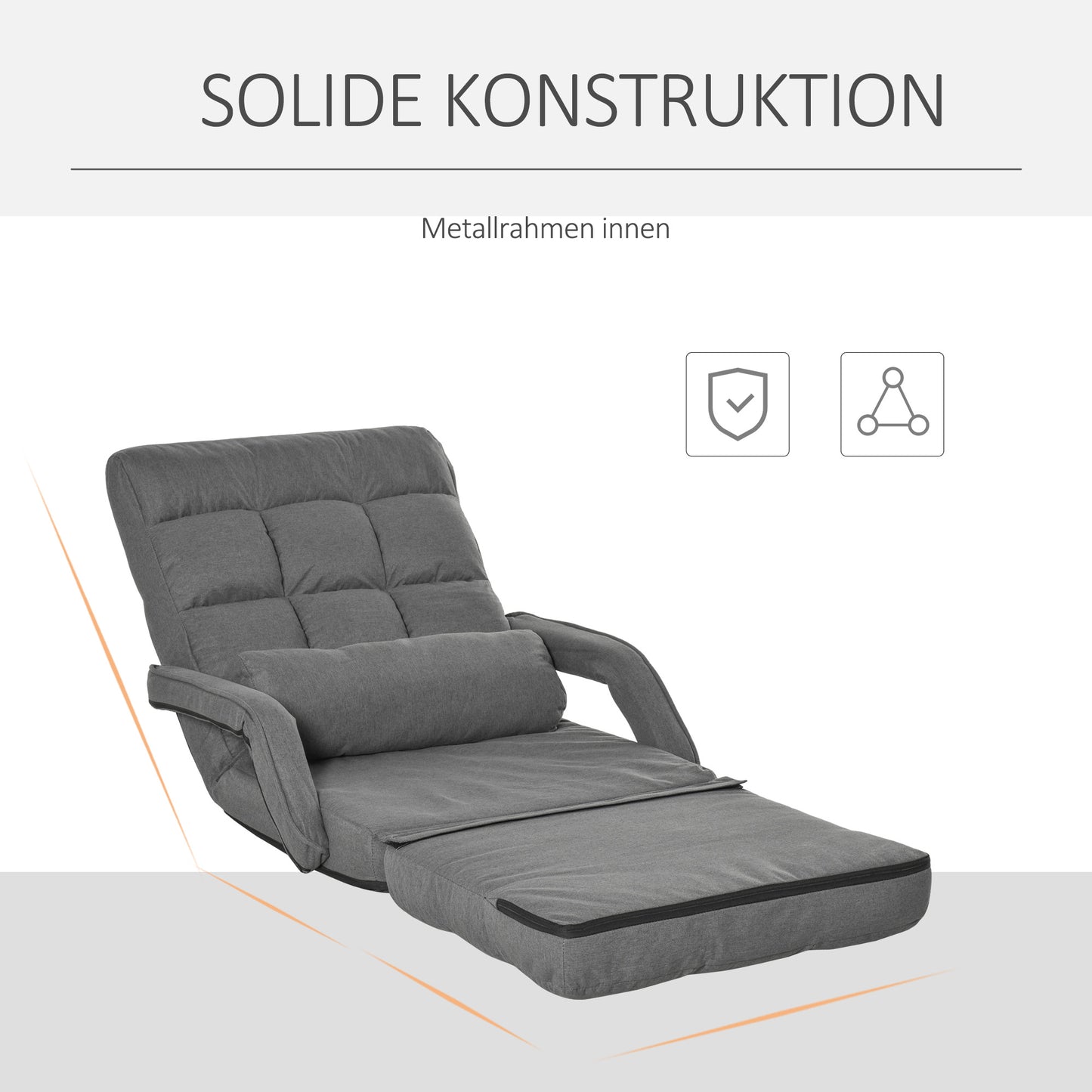 HOMCOM Schlafsessel, Polstersessel mit Bettfunktion, 5-fach verstellbar, Dunkelgrau