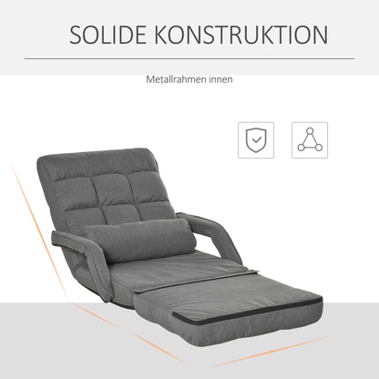 HOMCOM Schlafsessel, Polstersessel mit Bettfunktion, 5-fach verstellbar, Dunkelgrau
