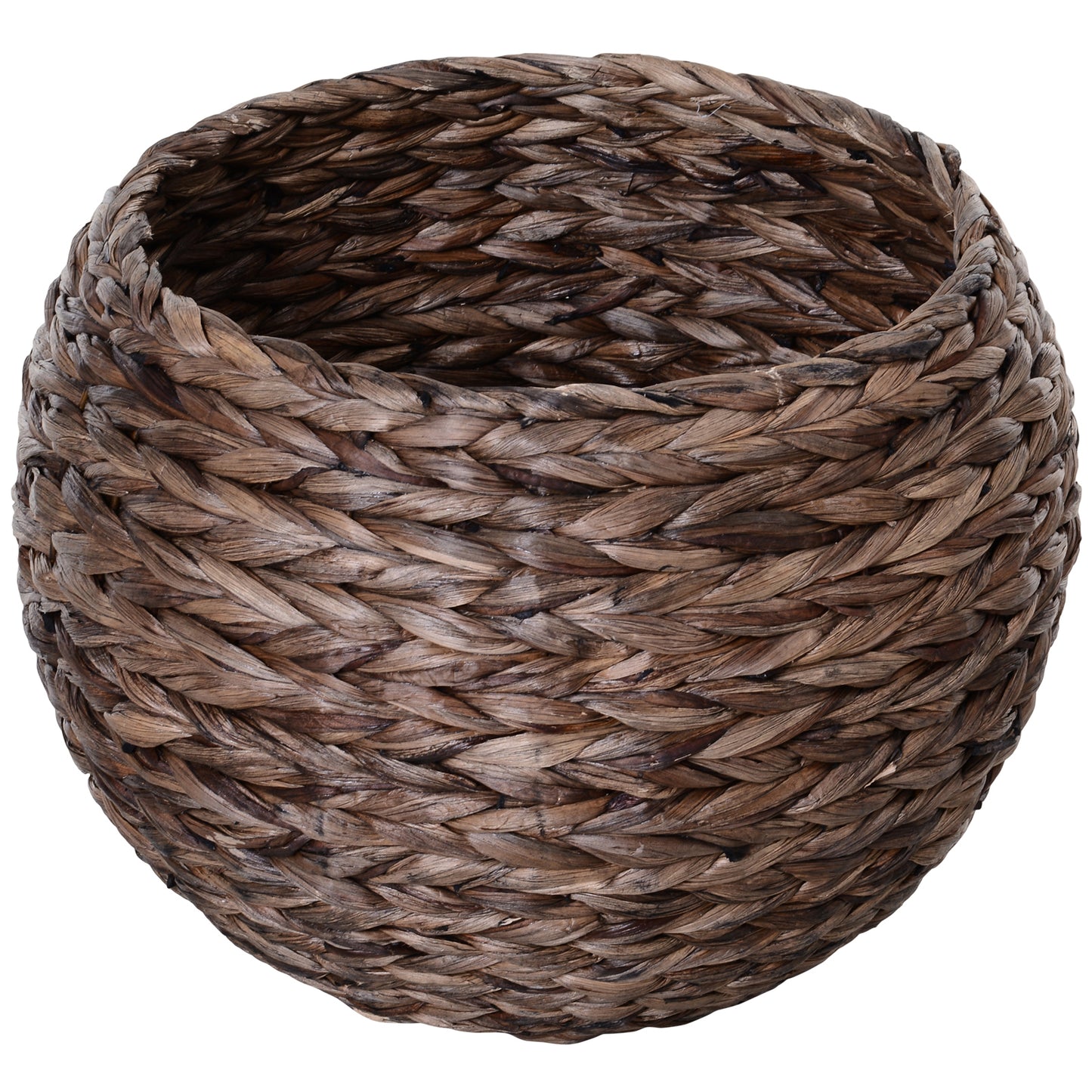 PawHut Katzenkorb aus Wasserhyazinthe inkl. Kissen, Katzenbett, Haustierbett,50 cm x 42 cm x 60 cm, Braun + Beige