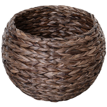PawHut Katzenkorb aus Wasserhyazinthe inkl. Kissen, Katzenbett, Haustierbett,50 cm x 42 cm x 60 cm, Braun + Beige