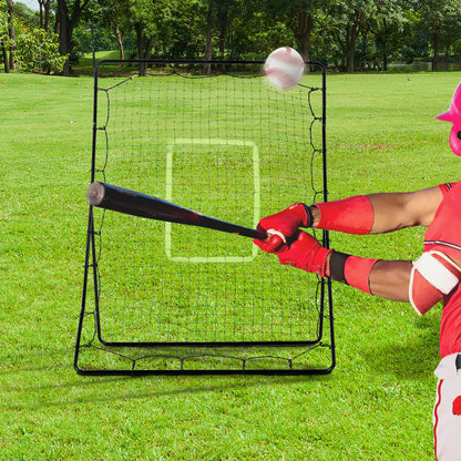 HOMCOM Baseball-Rückprallnetz، رطب، معدني، أخضر Trefferzone، 174H x 123B x 90T سم