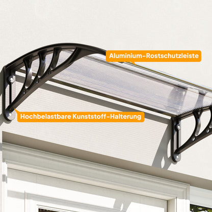 Outsunny Vordach Haustürvordach 100 x 75 cm Pultvordach Überdachung Polycarbonat Transparent